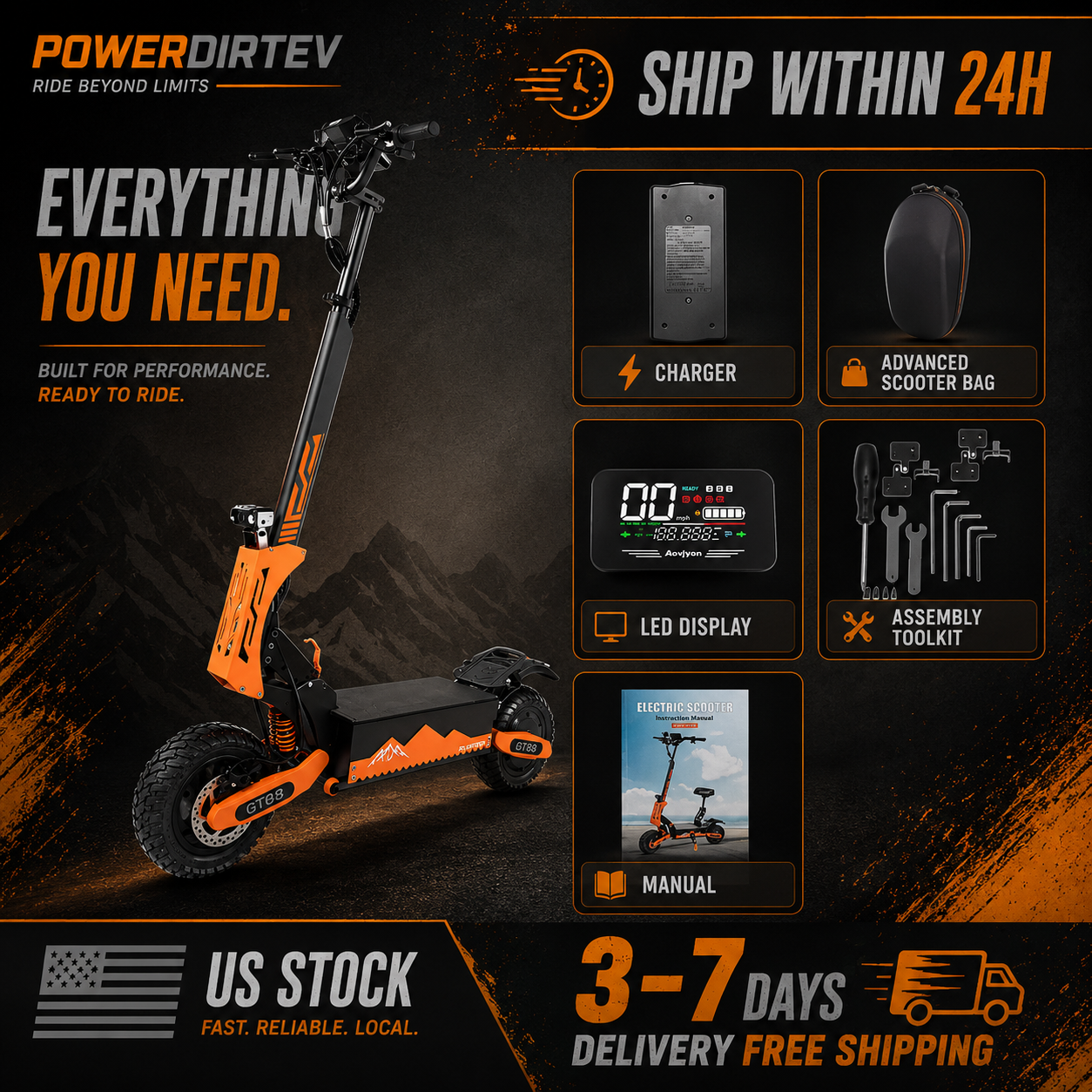 Arwibon 5600W Adult Electric Scooter Dual Motor Top Speed 46MPH,60V27AH, 11-inch Off-Road Tires Sport Folding eScooter