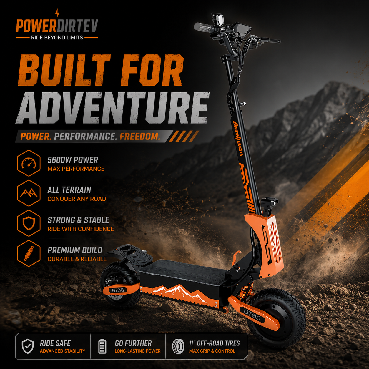 Arwibon 5600W Adult Electric Scooter Dual Motor Top Speed 46MPH,60V27AH, 11-inch Off-Road Tires Sport Folding eScooter