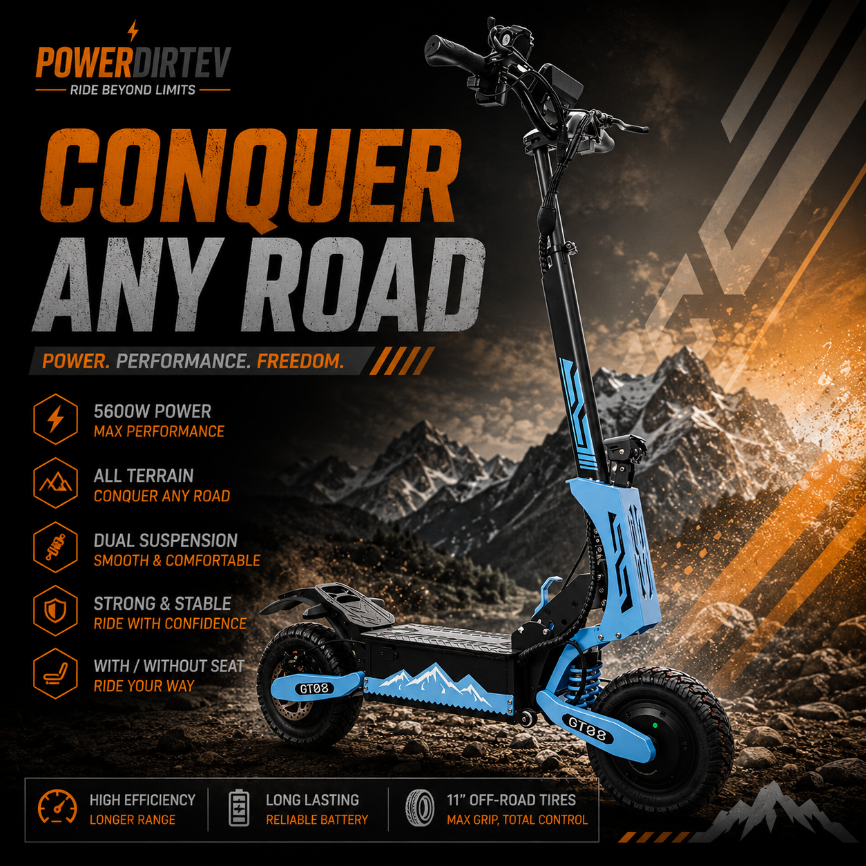 Arwibon 5600W Adult Electric Scooter Dual Motor Top Speed 46MPH,60V27AH, 11-inch Off-Road Tires Sport Folding eScooter